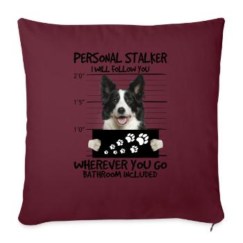 Border collie - Housse de coussin décorative 45 x 45 cm - bordeaux - Devant
