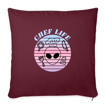 La vie d’un chef cuisinier au travail - Housse de coussin décorative 45 x 45 cm - bordeaux - Devant