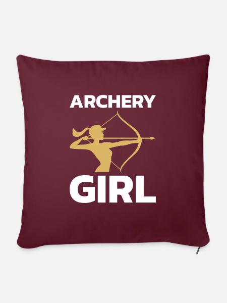 Archery Girl pour tous les fans d’Achery - Housse de coussin décorative 45 x 45 cm - bordeaux