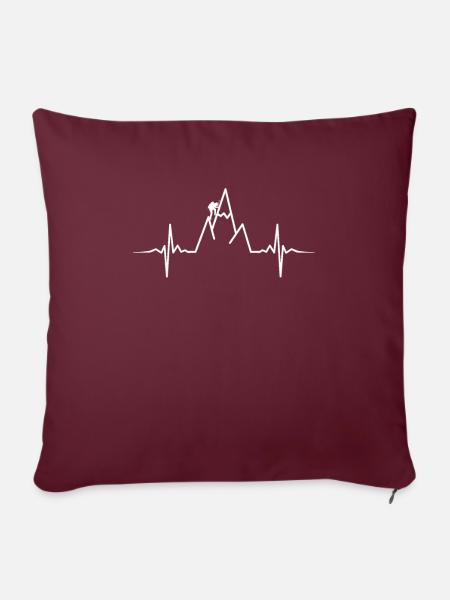 Funny heartbeat climbing design for climbing fans - Sofa pillowcase 17,3'' x 17,3'' (45 x 45 cm) - burgundy
