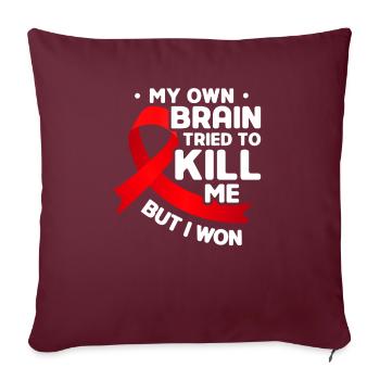 Mon propre cerveau a essayé de me tuer - Housse de coussin décorative 45 x 45 cm - bordeaux - Devant