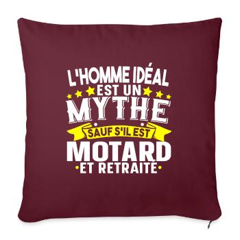 Retraité Motard Moto Papy Retraite Humour Cadeau - Housse de coussin décorative 45 x 45 cm - bordeaux - Devant