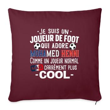Mohamed Henni Football Foot Cadeau Homme T-shirt - Housse de coussin décorative 45 x 45 cm - bordeaux - Devant