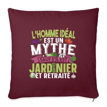 Jardinier Retraité Papy Retraite Cadeau Jardinage - Housse de coussin décorative 45 x 45 cm - bordeaux - Devant