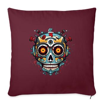 Mexikanischer Schädel von Roboter - Sofakissenbezug 45 x 45 cm - Burgunderrot - Vorne