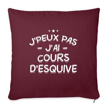 J'Peux Pas ! J'Ai Cours D'Esquive 🏃‍♂️💨 - Housse de coussin décorative 45 x 45 cm - bordeaux - Devant
