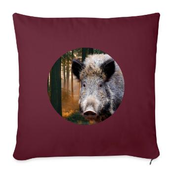 Jagd Jäger Wildschwein REH Hirsch Jägerin jagen - Sofakissenbezug 45 x 45 cm - Burgunderrot - Vorne