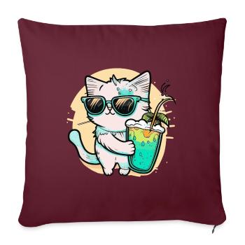 The coolest cat on the beach - Sofa pillowcase 17,3'' x 17,3'' (45 x 45 cm) - burgundy - Front