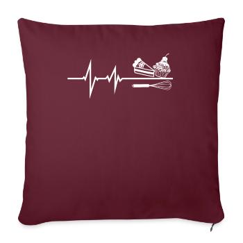 Conception de battements de cœur avec gâteau et muffin - Housse de coussin décorative 45 x 45 cm - bordeaux - Devant