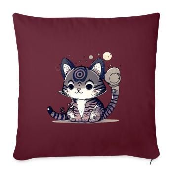 Super cute cat design. - Sofa pillowcase 17,3'' x 17,3'' (45 x 45 cm) - burgundy - Front