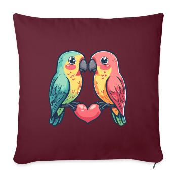 Papagai Couple Love Saint-Valentin - Housse de coussin décorative 45 x 45 cm - bordeaux - Devant