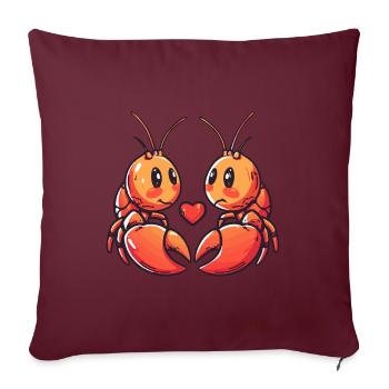 Homard Crabe Couple Amour Saint Valentin - Housse de coussin décorative 45 x 45 cm - bordeaux - Devant