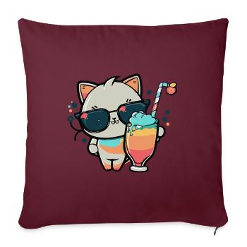 The coolest cat on the beach - Sofa pillowcase 17,3'' x 17,3'' (45 x 45 cm) - burgundy - Front