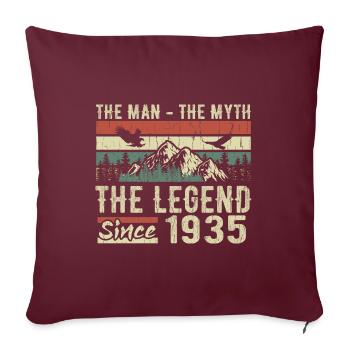 Retro 1935 Vintage - Cadeau D’anniversaire 1935 - Housse de coussin décorative 45 x 45 cm - bordeaux - Devant