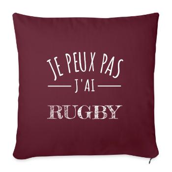je peux pas j’ai rugby humour joueur sport - Housse de coussin décorative 45 x 45 cm - bordeaux - Devant