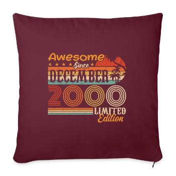 Retro Vintage Legendär Geburtstag Dezember 2000 - Sofakissenbezug 45 x 45 cm - Burgunderrot - Vorne
