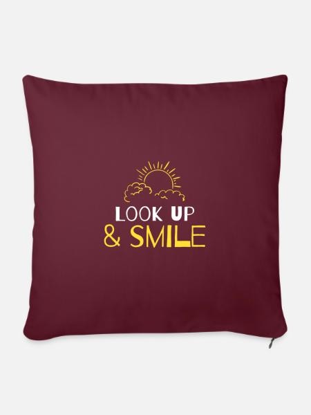 LOOK UP & SMILIE mit Sonne und Wolken - Sofakissenbezug 45 x 45 cm - Burgunderrot