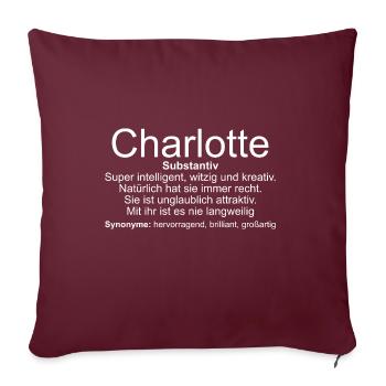 Name Definition Charlotte - Sofakissenbezug 45 x 45 cm - Burgunderrot - Vorne