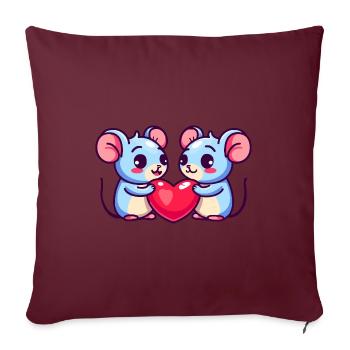 Souris Couple Amour Saint-Valentin - Housse de coussin décorative 45 x 45 cm - bordeaux - Devant