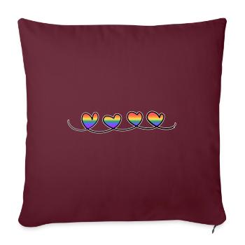herzen regenbogen bunt lgbt linie - Sofakissenbezug 45 x 45 cm - Burgunderrot - Vorne