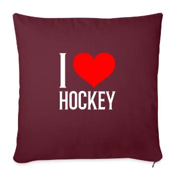 J'adore le hockey J'adore le hockey - Housse de coussin décorative 45 x 45 cm - bordeaux - Devant