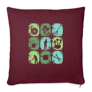 Jardinier d’outils de jardin - Housse de coussin décorative 45 x 45 cm - bordeaux - Devant
