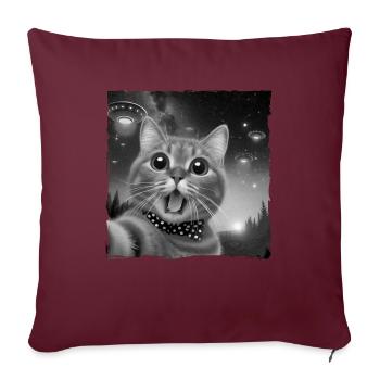 Chats Selfie OVNI Drôle Chat Design - Housse de coussin décorative 45 x 45 cm - bordeaux - Devant