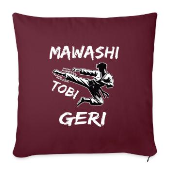 Mawashi Tobi Geri, der Karate Kick im Sprung - Sofakissenbezug 45 x 45 cm - Burgunderrot - Vorne