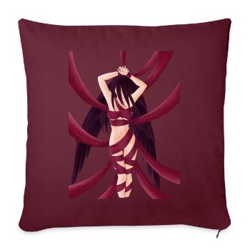 Bondage BDSM Corde Fille Femme Ropebunny Angel Noir - Housse de coussin décorative 45 x 45 cm - bordeaux - Devant