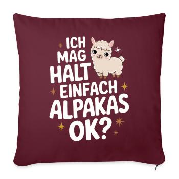 Alpaga lama alpaga animal - Housse de coussin décorative 45 x 45 cm - bordeaux - Devant