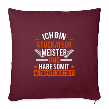 Stuckateur Meister Gipser Verputzer - Sofakissenbezug 45 x 45 cm - Burgunderrot - Vorne