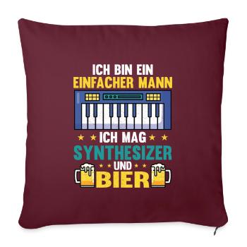 Synthesizer und Bier Keyboard Synth - Sofakissenbezug 45 x 45 cm - Burgunderrot - Vorne