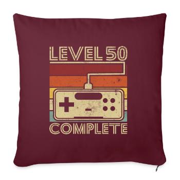 Level 50 komplett Geschenk 50 Jahre Geburtstag - Sofakissenbezug 45 x 45 cm - Burgunderrot - Vorne