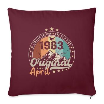 1963 Avril 1963 Anniversaire Avril 1963 Avril - Housse de coussin décorative 45 x 45 cm - bordeaux - Devant
