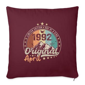 1992 Avril 1992 Anniversaire Avril 1992 Avril - Housse de coussin décorative 45 x 45 cm - bordeaux - Devant