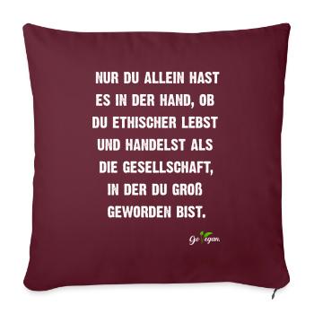 Chemises végétaliennes contre le bingo aux conneries anti-vegan - Housse de coussin décorative 45 x 45 cm - bordeaux - Devant