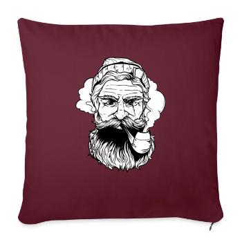 Chapeau Pipe Sailor Beard - Noir Blanc - Housse de coussin décorative 45 x 45 cm - bordeaux - Devant