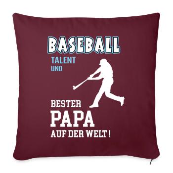 Baseball Bester Papa Vater Vatertag Geburtstag - Sofakissenbezug 45 x 45 cm - Burgunderrot - Vorne
