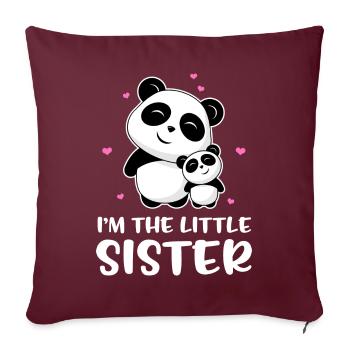 Je suis la petite soeur - Petite soeur panda - Housse de coussin décorative 45 x 45 cm - bordeaux - Devant