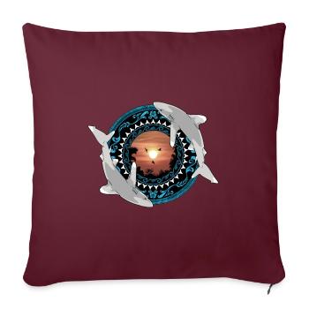 Requins océaniques à pointes blanches Polynésien hawaïen - Housse de coussin décorative 45 x 45 cm - bordeaux - Devant