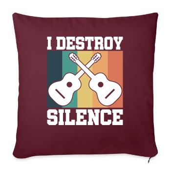 Guitare rétro - Housse de coussin décorative 45 x 45 cm - bordeaux - Devant