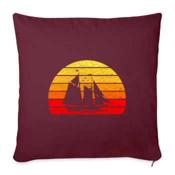 Segelboot Segeln - Sonne Sonnenaufgang Retro - Sofakissenbezug 45 x 45 cm - Burgunderrot - Vorne