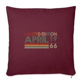 57ème anniversaire Avril Millésime 1966 Millésime - Housse de coussin décorative 45 x 45 cm - bordeaux - Devant