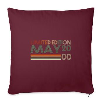 23ème anniversaire mai millésime 2000 millésime - Housse de coussin décorative 45 x 45 cm - bordeaux - Devant