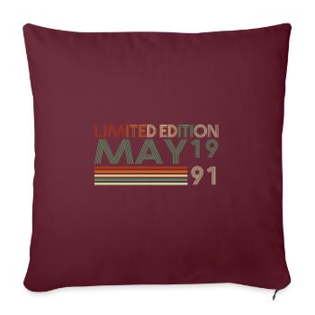 32ème Anniversaire Mai Millésime 1991 Millésime - Housse de coussin décorative 45 x 45 cm - bordeaux - Devant