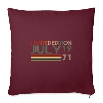 52ème Anniversaire Juillet Millésime 1971 Millésime - Housse de coussin décorative 45 x 45 cm - bordeaux - Devant