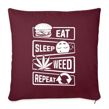 Eat Sleep Weed Repeat - Cannabis THC CBD Kiffen - Sofakissenbezug 45 x 45 cm - Burgunderrot - Vorne