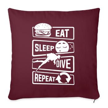 Mangez le sommeil de plongée Répétition - Divers Plongée Mer Lac - Housse de coussin décorative 45 x 45 cm - bordeaux - Devant
