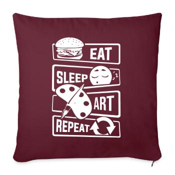 Mangez Sleep Art Repeat - Art Artiste peintre brosse - Housse de coussin décorative 45 x 45 cm - bordeaux - Devant