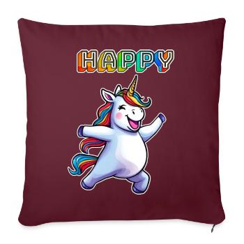Licorne dansante heureuse - Housse de coussin décorative 45 x 45 cm - bordeaux - Devant